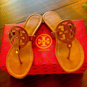 Tory Burch Brown Miller Calf Leather Sandals